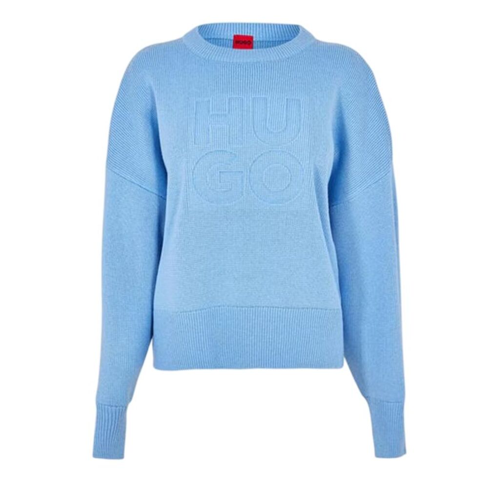 Hugo Womens/Ladies Plain Drop  Relaxed Fit Sweater Top / Pastel Blue